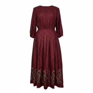 Vintage Eleanor Colton Women's Wine Silk Dress – Size 14